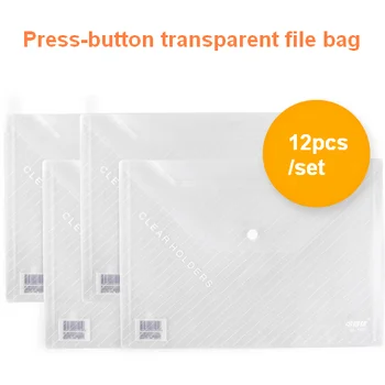

12pcs A4 Poly Envelopes, File Folder, Transparent Envelopes Designed for School,Home, Work, and Office Organization