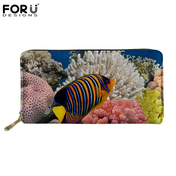 Ladies Wallets Beautiful Underwater World Life Long Passport Clutch Purses Zipper Wallet Case Handbag Money Bag For Lady Women Girl Purses For Girls