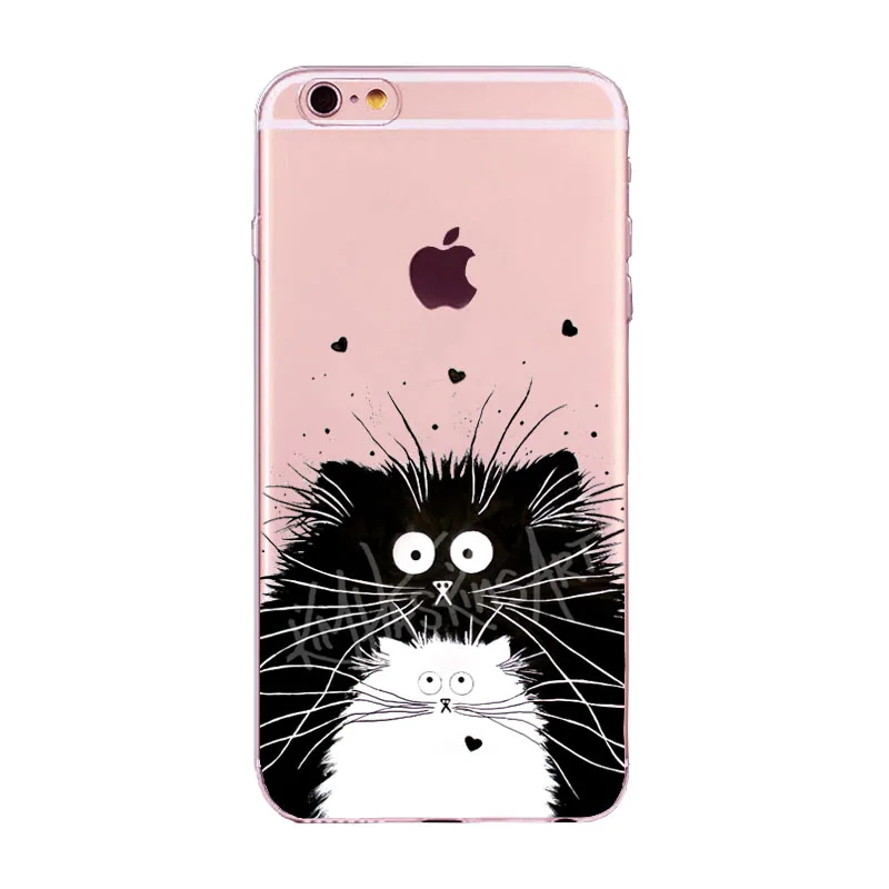 Чехол с милым котом для Apple iPhone 6, 6s, 7 Plus, 6s Plus, 6 Plus, 4, 4S, 5, 5S, SE, прозрачный мягкий силиконовый чехол для мобильного телефона, чехол s