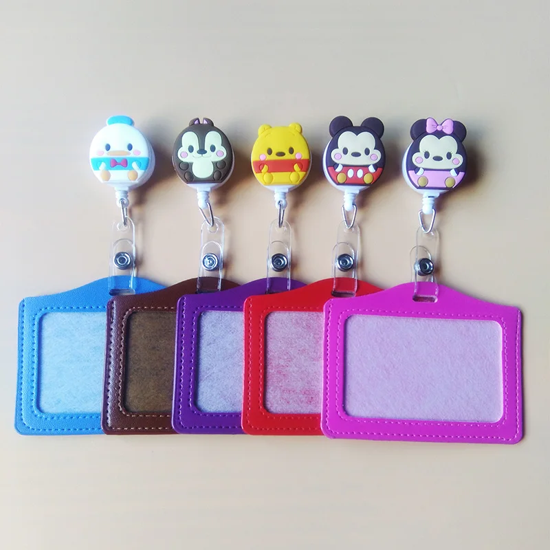1Pcs Cartoon Bear Retractable Badge Reel Student Nurse Horizontal type Exihibiton ID Name Card Badge Holder Stretched 60 cm