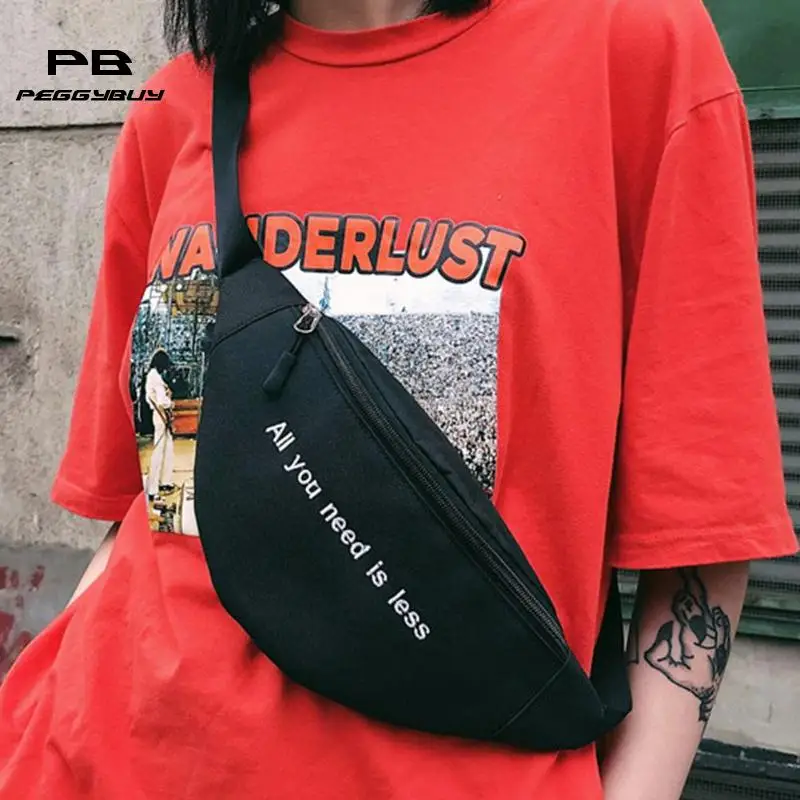 Canvas Harajuku Style Waist Bag for Women Men Unisex Fanny Pack Chest