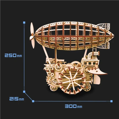 MOMEMO 3 вида 3D деревянная модель головоломка лазерная резка механическая модель деревянная игра-головоломка DIY Заводной механизм подвижная сборная игрушка - Цвет: Airship