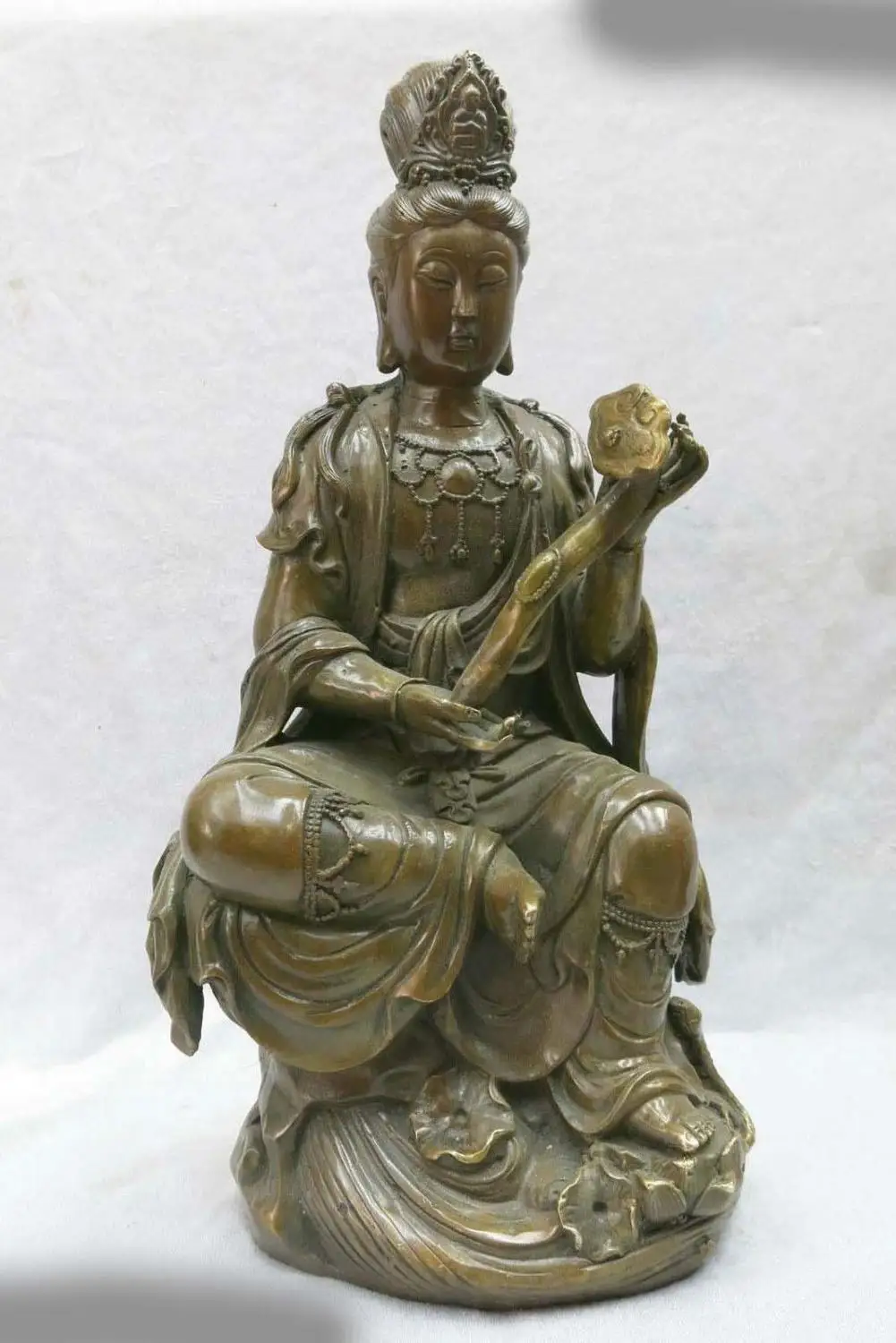 

15" China brass copper As a Buddism godness Guanyin buddha Sculpture Statue