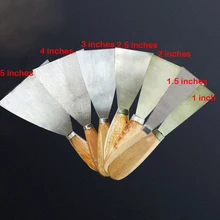 Couteau à mastic, lame de grattoir, manche en bois en acier au carbone, couteau à plâtre mural, outils à main, 1 "1.5" 2 "2.5" 3 "4" 5"
