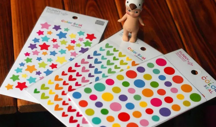 1 Set Colorful Heart Dot Star Scrapbooking Paper Sticker Set for DIY font b mobile b