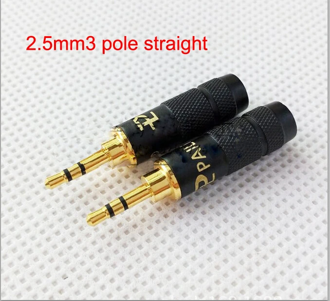 

Free shipping 10pcs Copper Pailiccs 2.5mm Male Headphone Plug Gold Plated Stereo Audio Jack for DIY