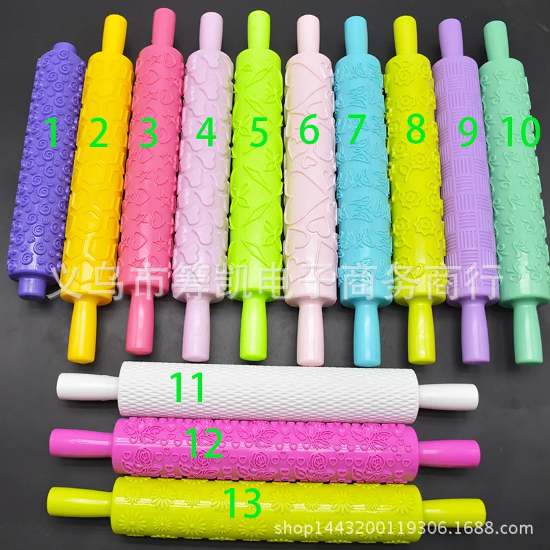 Urijk Pastic антипригарный Fondant Rolling Pin тиснение торт тесто ролик украшения ремесла DIY