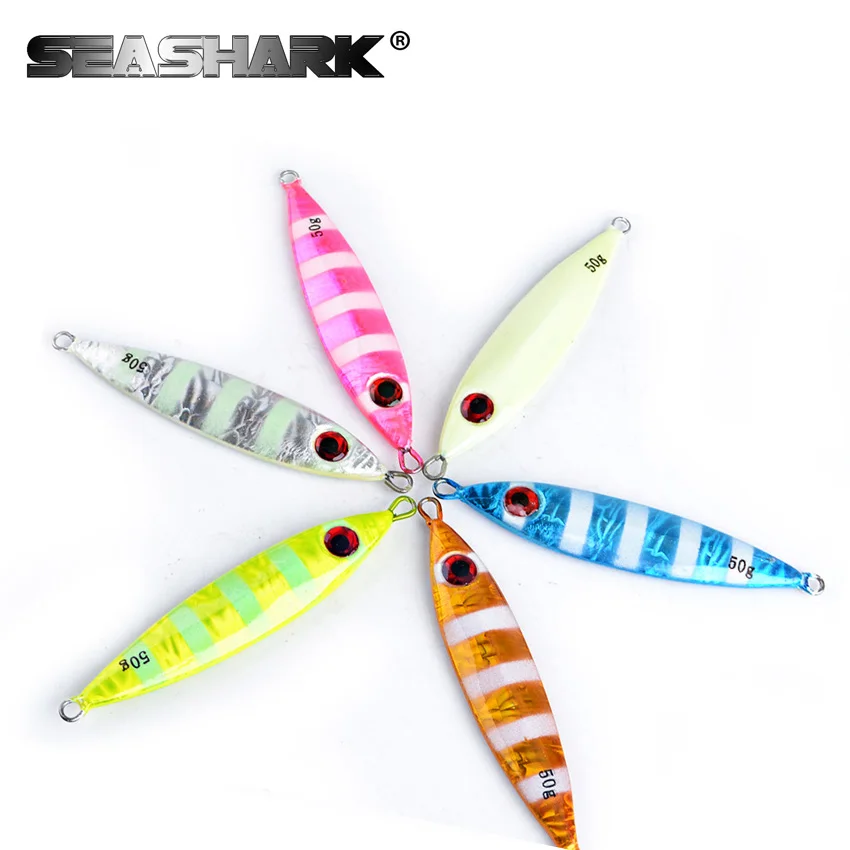 SEASHARK 5pcs/set Sinking Slow Shake Metal Jigging Fishing ...