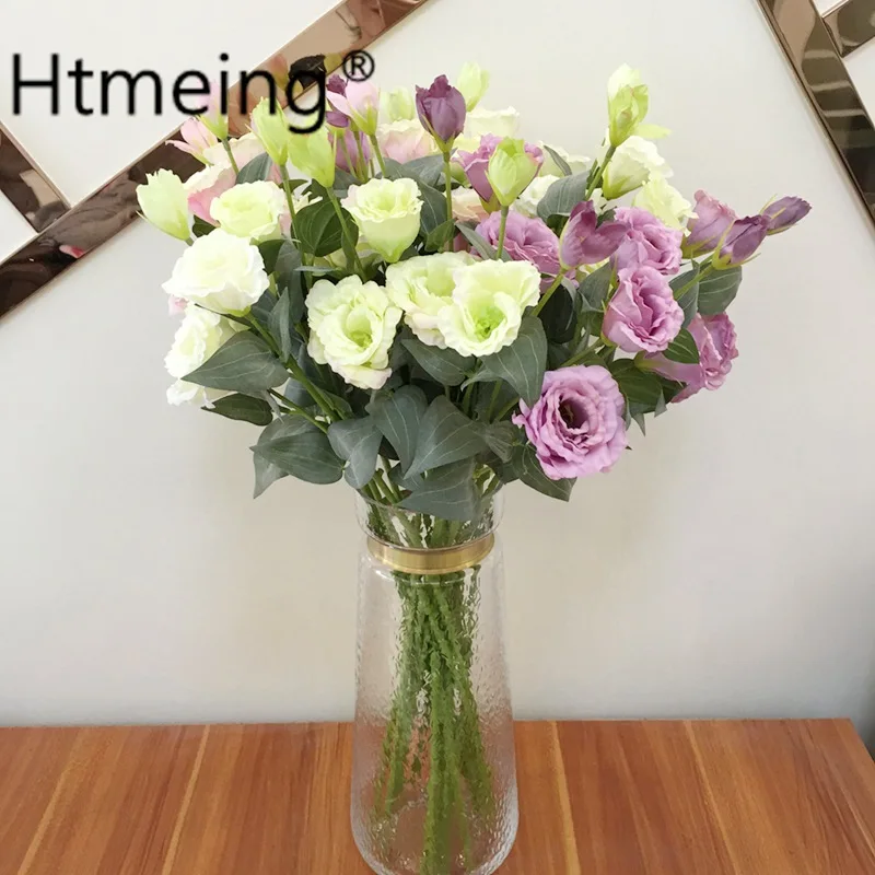 885 25 De Réduction3 Têtes Lisianthus Fleur Artificielle Rose Bouquet Jardin Flovers Plantes Pivoine Soie Fleurs Pour Un Mariage Maison Fête
