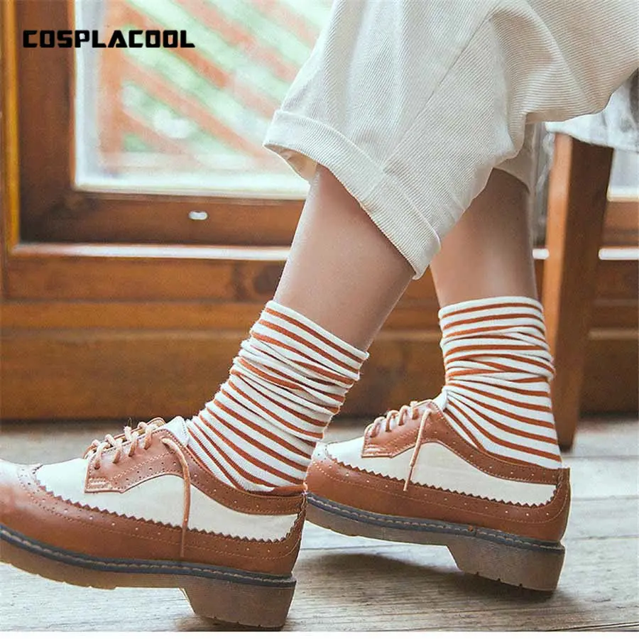 1 Pair Women Socks New Autumn Winter Japanese Fashion Harajuku Colorful Striped Socks Medias Cotton Thick Warm Long Funny Socks support socks for women