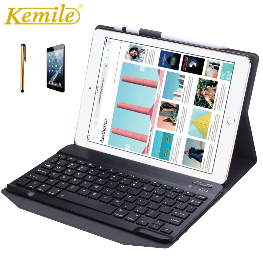 Чехол Kemile для iPad 2018 9 7 Вт Съемная Беспроводная Bluetooth 3 0 клавиатура умный чехол