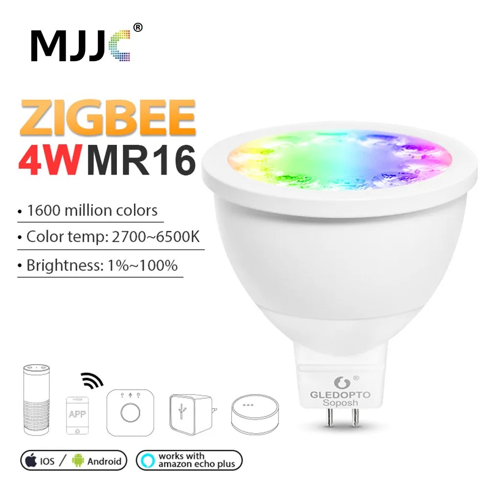 GLEDOPTO ZigBee 3.0 RGB+CCT 4W Smart MR16 Spotlight APP Voice RF Wall Switch 