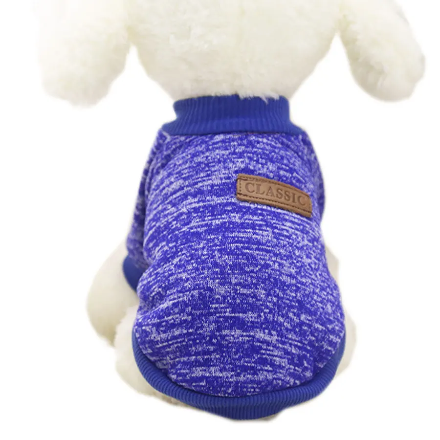 Зима-осень свитер для собаки, для досуга флисовый, для питомца Джемпер 10 Цвета свитер для кота теплая одежда для йорков Чихуахуа Ropa Perro xs-xxl - Цвет: Dark Blue