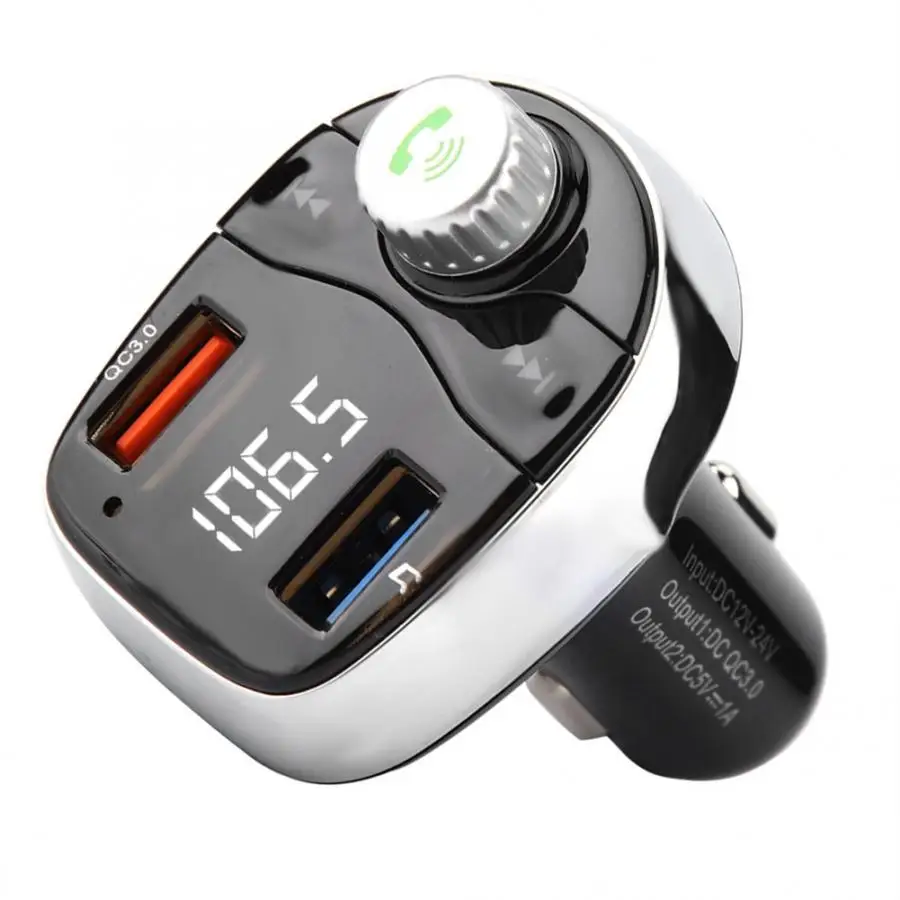 Автомобильный T62 BT плеер fm-передатчик QC3.0 двойной USB быстрое зарядное устройство аудио плеер цинковый сплав BT плеер автомобильные аксессуары