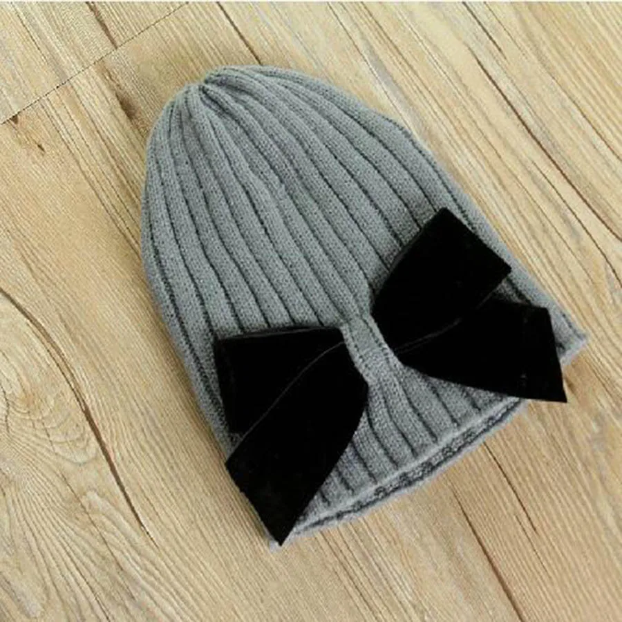 

2016 New Year Women Hat Cap Fashion Cute Bow Autumn Dress Beanies Girls Gorros Winter Warm Skullies with Velvet HT098