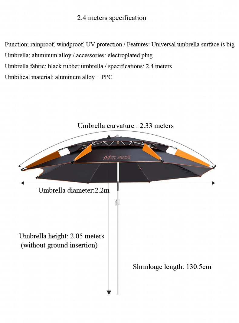 L72 двухслойный портативный солнцезащитный пляжный зонтик утолщенная поверхность для рыболовного бассейна Регулируемая прочная Алюминиевая Удочка супер большой 2,4 м