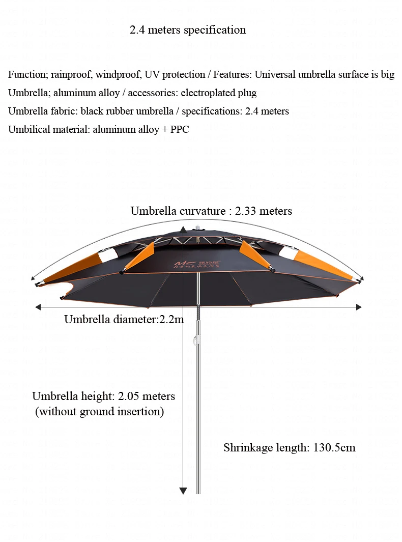 Superfície para Piscina de Pesca Dupla Camada Portátil Praia Guarda-chuva Engrossado Ajustável Forte Haste Alumínio Super Grande 2.4m L72 Sun 13 Cheap Ferramentas de pesca