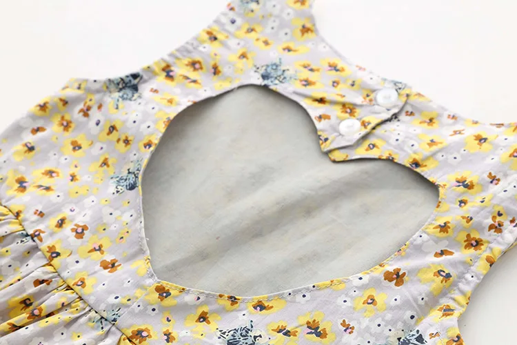 2018 Summer 2-10 Years Sexy Heart Shape Backless Floral Full Print Princess Dance Party Prom Little Kids Girl Cottoning Dress (17)