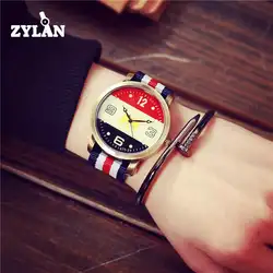 ZYLAN Повседневное сплав Циферблат Англия Стиль нейлоновый ремешок кварцевые наручные часы часов для Для мужчин Для женщин студент 5 цветов