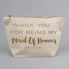 Пользовательские Свадебные спасибо невесты фрейлина Make Up Макияж Comestic холст Сумки невесты несессер Zipper комплекты