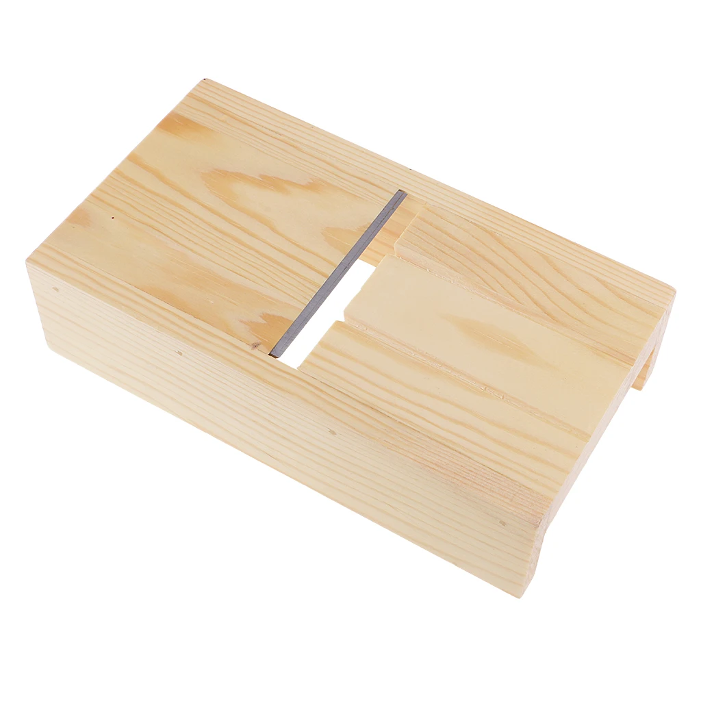 MagiDeal Wooden Soap Loaf Cutter Planer + Silicone Soap Mould with Wood box + 2pcs Wavy & Straight DIY Cake Soap Cutter
