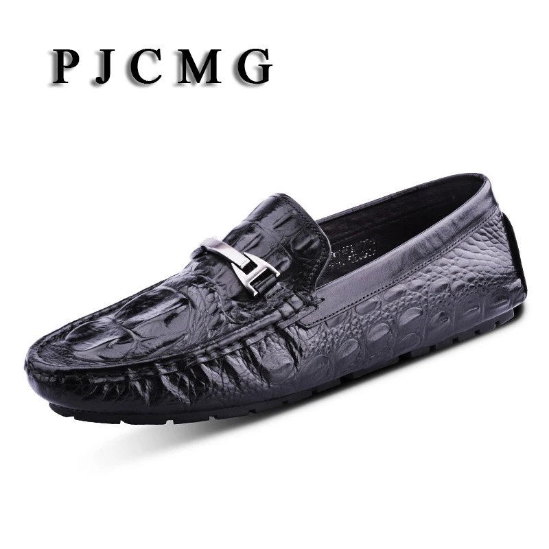 Slip Casuais Homens red Primavera Crocodilo Metal vermelho Estilo on Mocassins De Pjcmg Preto outono Genuíno Condução Couro Sapatos Black xIpZwZqR