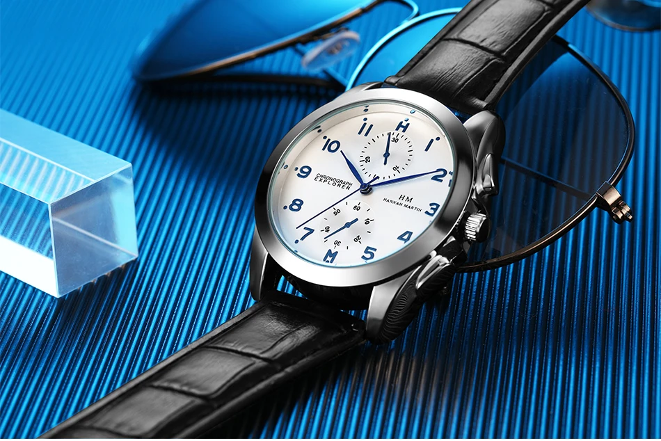 Прямая Япония движение кожа Водонепроницаемый Спорт Португалия Explorer Мужские лучший бренд Роскошные наручные часы Relogio Masculino
