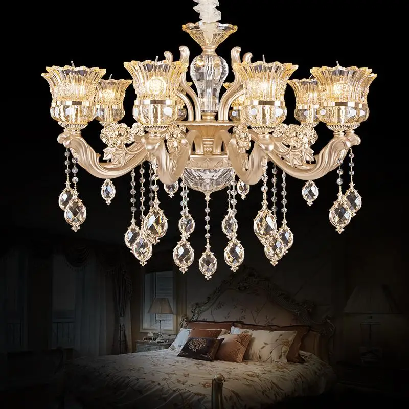 

European Luxury Atmospheric Crystal Chandelier Living Room Zinc Alloy French Candle Lamps Led Crystal Chandeliers