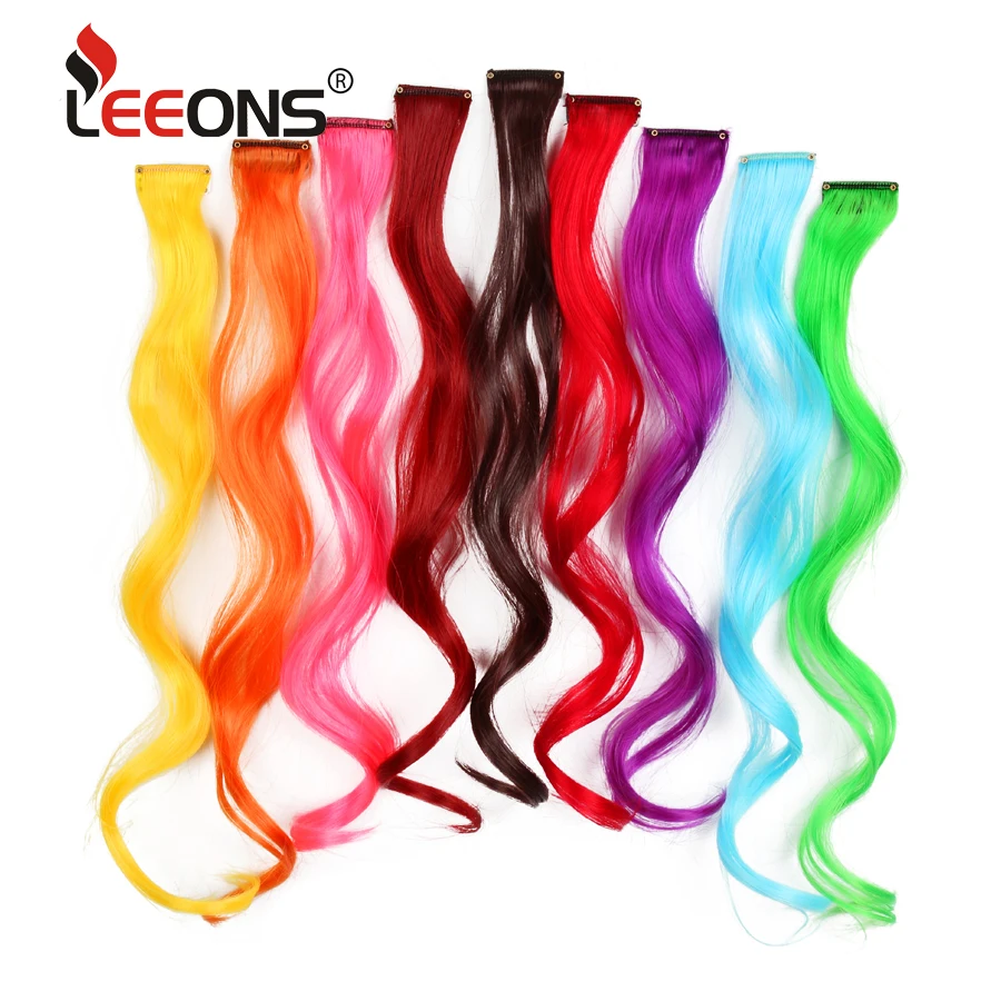 Leeons One Clip In Synthetic Hair Extensions Natural Hair Clip Ins Long Straight Hair Pieces For Women Pure And Ombre