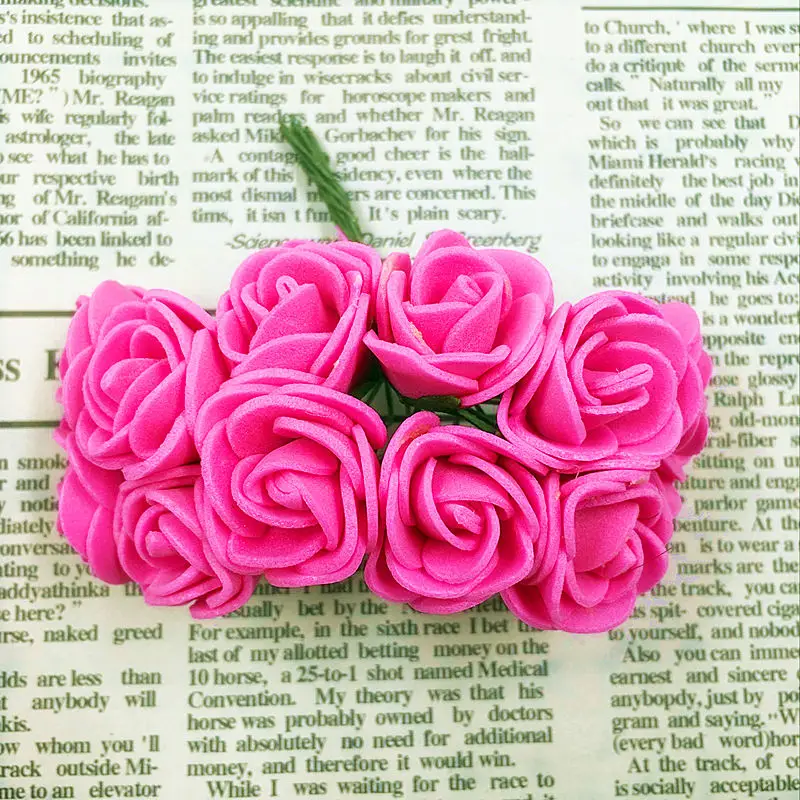 Finerplan 144 Pcs/Pack Mini Foam Artificial Rose Flower Bouquet Wedding Decor Craft Supplies