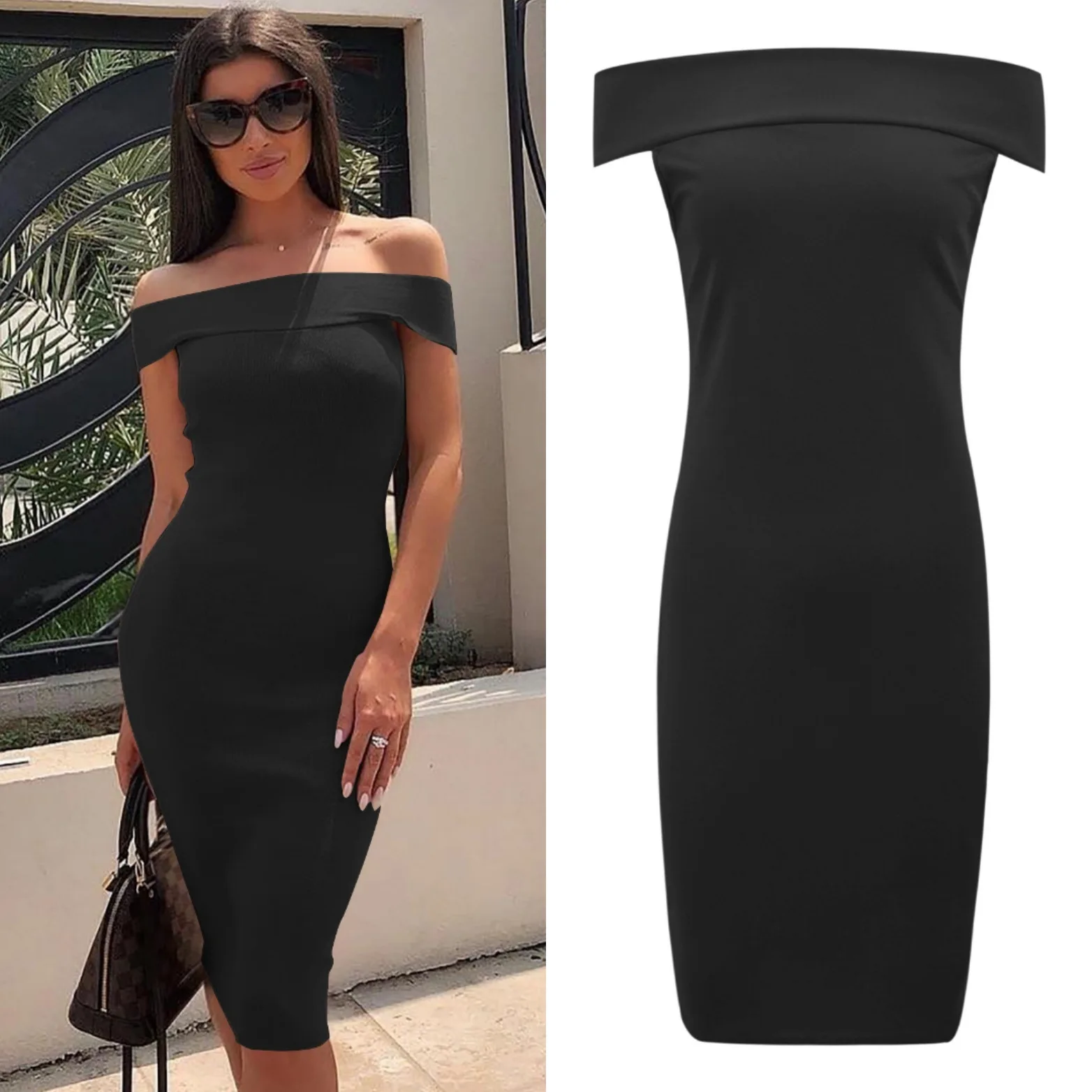 حمالة مثير قبالة الكتف فستان أنبوب الصيف النساء أسود أحمر الأساسية Bodycon فستان الشمس حمالة بسط ضمادة رداء فام 2019