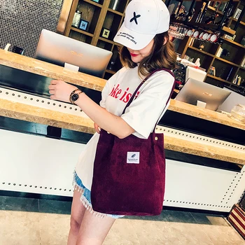 

8PCS / LOT Women Shopping Bag Environmental School Travel Women Canvas Reusable Tote Pouch Casual Folding Shoulder Handbags