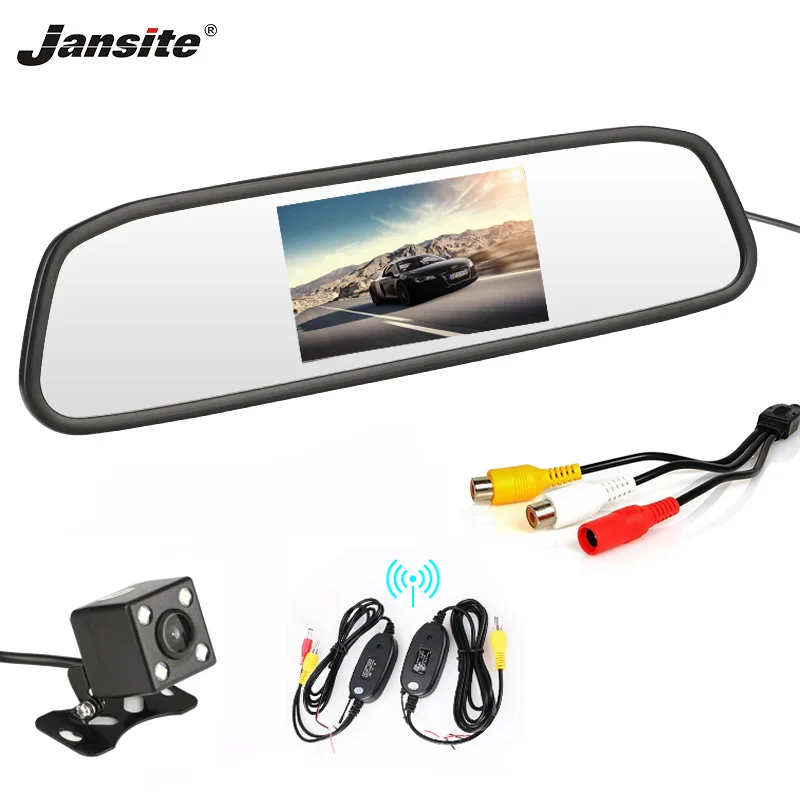 

Jansite 4.3" TFT LCD Wireless Car Monitor HD Display white Cameras Reverse image Camera Parking System for Car Rear view monitor