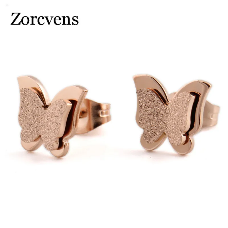 Женские серьги гвоздики из нержавеющей стали с бабочкой|butterfly earings for women|stainless steel