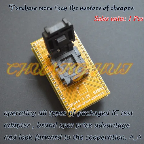 

1 pin in the middle WSON44 to DIP44 Programmer Adapter QFN44 MLF44 DFN44 Adapter test socket Pitch=0.65mm Size=8x8mm