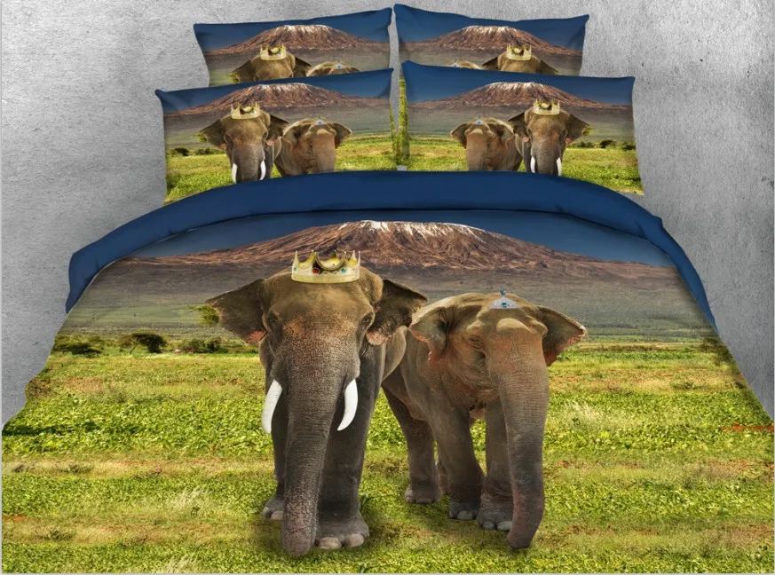 3D Elephant Comforter set Animal print Bedding quilt duvet cover bed