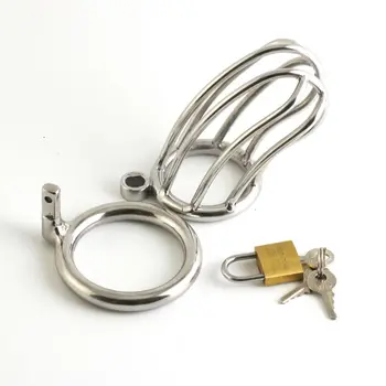 Male Chastity Devices Stainless Steel Cock Cage For Men Metal Chastity Belt Penis Ring Sex Toys Cock Lock Bondage Adult Products 5