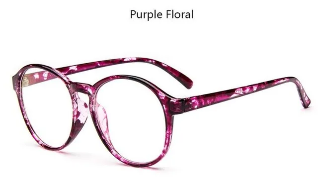 Модные оправы для очков большая стеклянная оправа по рецепту Женская круглая модная оправа для очков оптическая Оправа очков для близорукости Armacao очки - Цвет оправы: purple Floral