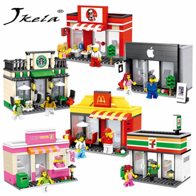 

[Jkela] Mini Street Model Store Shop with McDonald`s Building Block Apple Store Toys Compatible with Legoingly Hsanhe Gift
