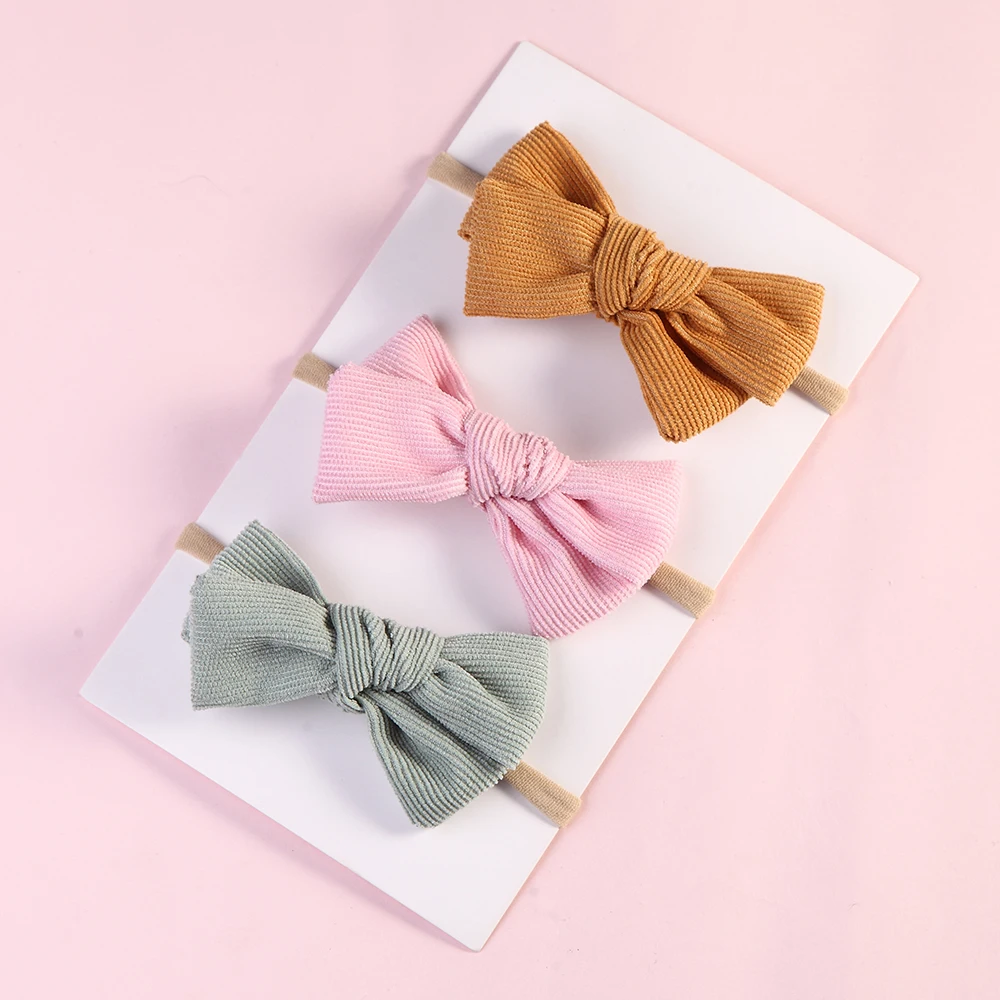 17 pçs lote, Handtied Corduroy Bow Headbands