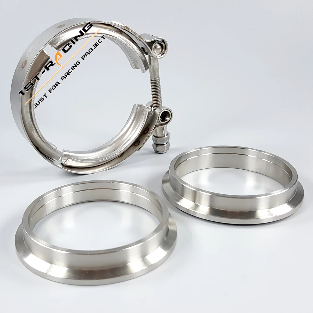 3.0" Inch 76MM Turbo Exhaust Vband Clamp Flanges Female Male Kit SS304