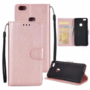 

10pcs/lot free shipping Solid color Wallet PU Leather +TPU Case For huawei P10/P10 LITE/P10 PLUS With Photo Frame Card Slots
