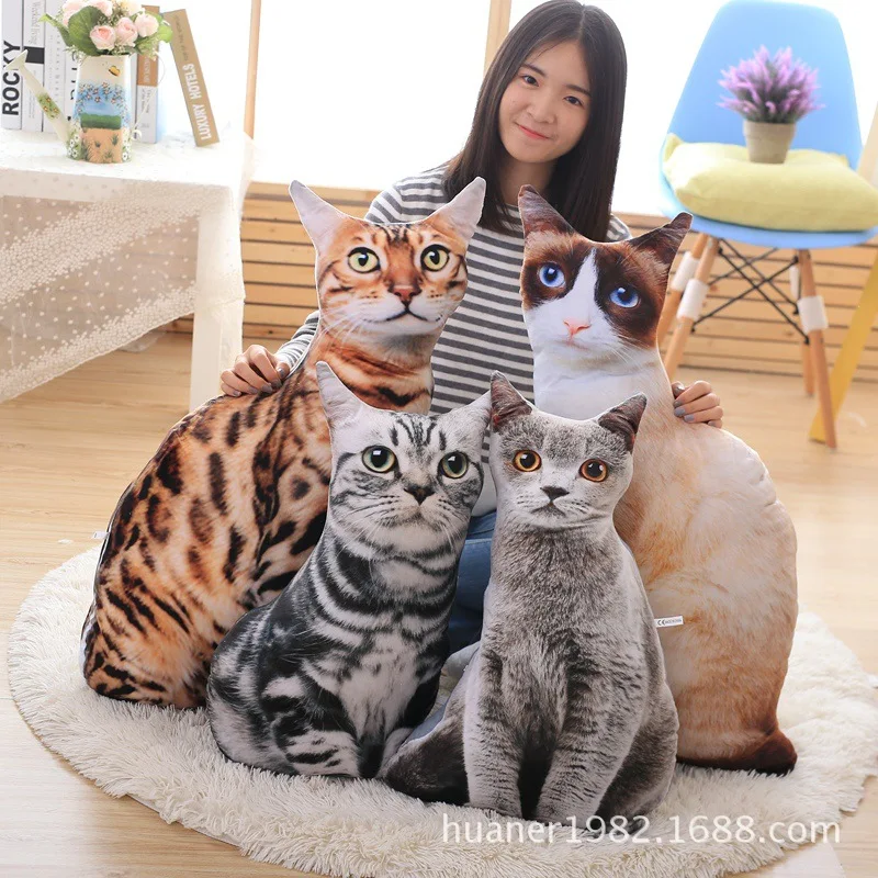 50 см, имитация подушки кошки забавная серая игрушечная кошка плюшевые подушки в форме игрушек