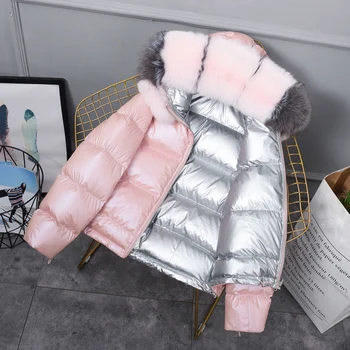 

Real Fox Fur Collar 2019 Women Winter Jacket Down Coat White Duck Down Jacket Outerwear Female Thick Warm Loose Down Parka