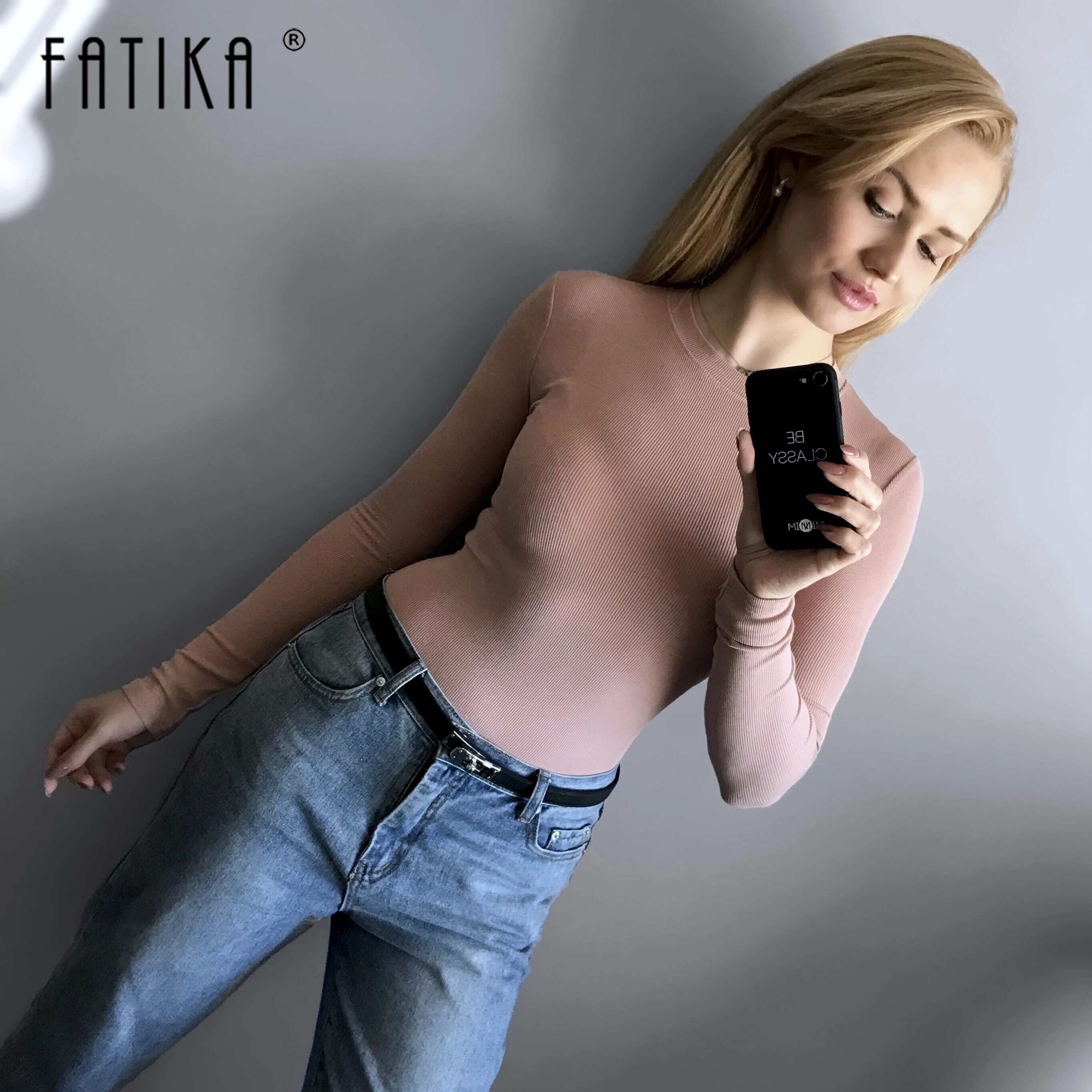 Billig FATIKA Feste O ansatz Body Weibliche Dünne Langarm Weichen Grund Overall Für Frauen Bodys 2019 Frühling Herbst Hot