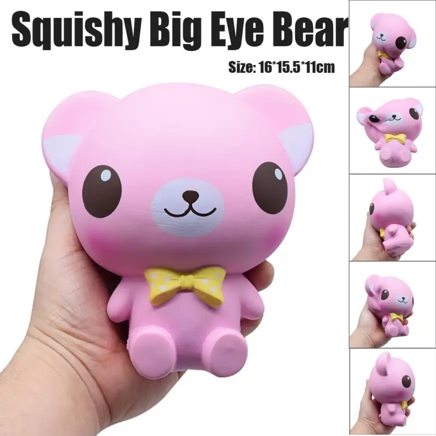 Squishy Toy Squishy Cartoon Big Eye Bear Slow Rising Squeeze Phone Straps Ballchains Harmless