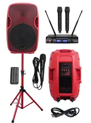 Staraudio красный PA DJ этап 3500 Вт 15 "работает Активный USB SD FM BT Динамик с подставкой проводной микрофон 2ch UHF MIC Системы ssrm-15