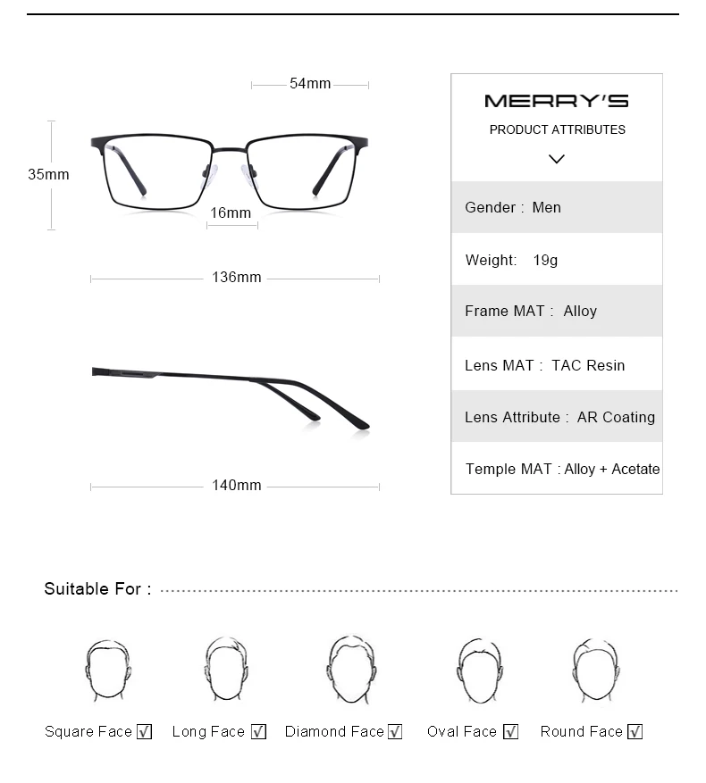 Merry's, мужские ультралегкие очки из титанового сплава, оправа для глаз, близорукость, очки по рецепту, Мужская оптическая оправа S2045