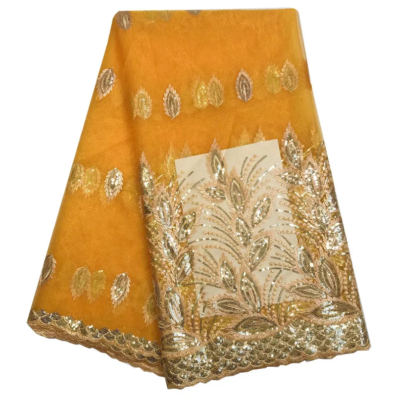 Африканская кружевная ткань вышитые нигерийские кружева ткань для невесты высокое качество Французский Тюль кружевная ткань для женщин AMZ559 золото - Цвет: As Picture