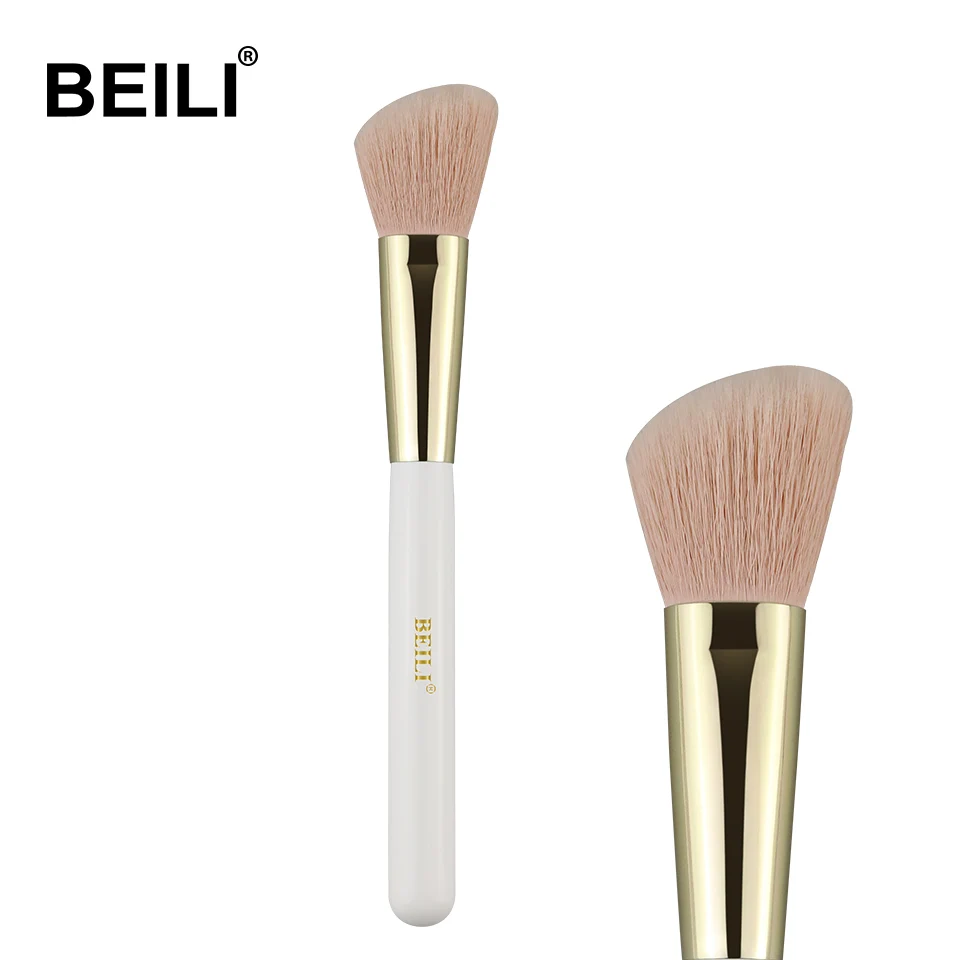 BEILI перламутровая белая Профессиональная Кисть для макияжа Nano Wool Fiber Gold Powder Foundation blusher тени Контурные растушевки бескровные розовые волосы - Handle Color: WL77